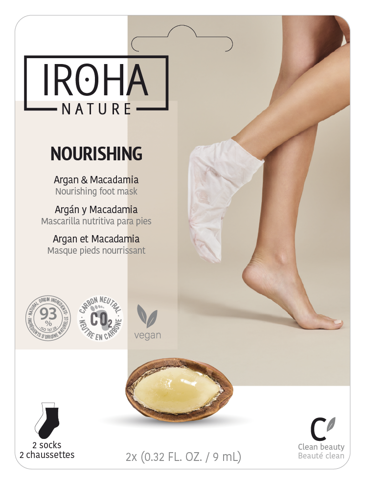 Питательная маска-носки для ног с маслом аргана и макадамии IROHA ...